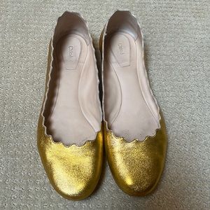 Gold Chloe ballet flats sz 38